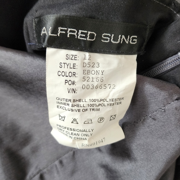 Alfred Sung Gray Low Bow Back Cocktail Dress - Picture 6 of 7